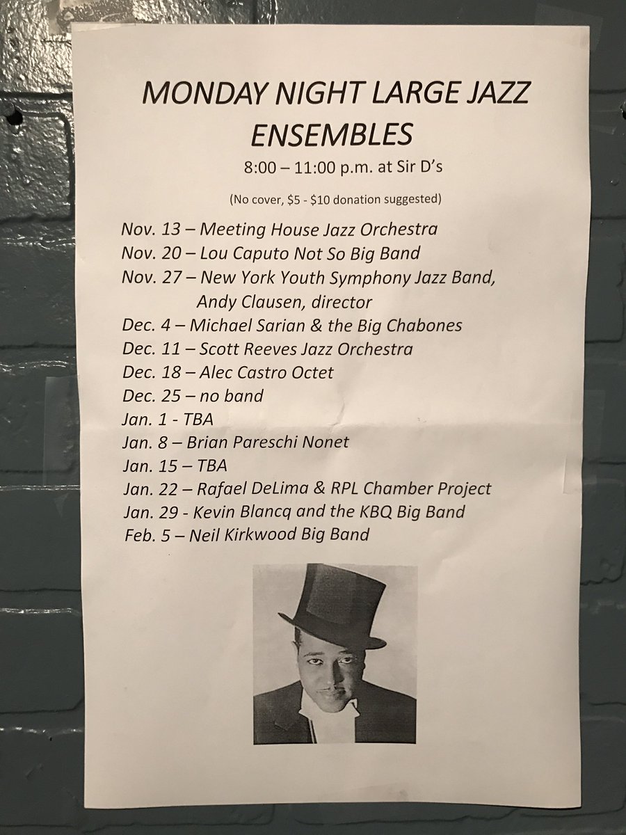 Monday Night JAZZ Lineup through the Holidays #sirdslounge #livemusic #jazz #parkslope #brooklyn #nyc