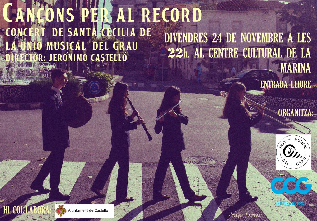 UnioMusicalGrau's tweet image. Esteu convidats a este espectacle sense precedents en la nostra Associació!! Vos esperem el pròxim divendres 24 al Centre Cultural la Marina! #CançonsPerAlRecord #SantaCecília2017