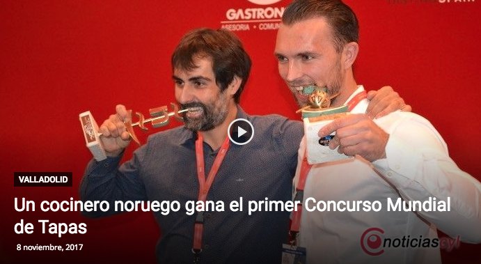 #Valladolid VÍDEO Y FOTOS | Un cocinero noruego gana el primer Concurso Mundial de Tapas goo.gl/c2874Y @CNPinchosVLL #TapasVLL2017 <a href="/AyuntamientoVLL/">Ayto. de Valladolid</a> <a href="/infoVLL/">Turismo Valladolid</a> <a href="/Apehva/">Hostelería Valladolid</a>