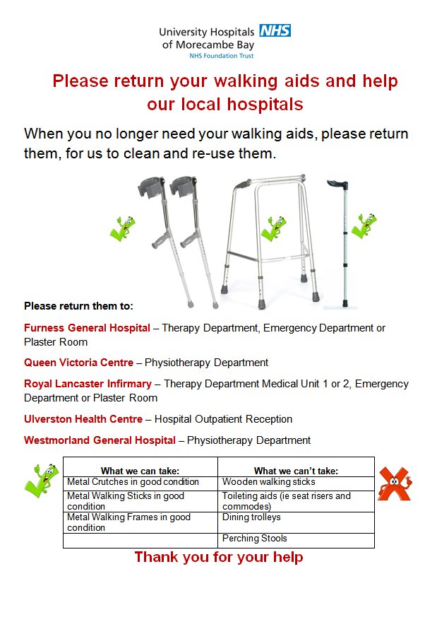 When you no longer need your walking aids, please return them to us.