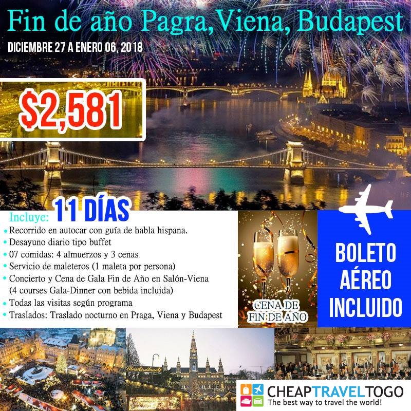 CheapTravelToGo's tweet photo. Fin de Año en Praga, Viena y Budapest!
11 Dias / 27 de Dic. al 6 de Enero
Boleto Aereo Incl. (Desde Miami)
Hoteles, Comidas, Traslados y mas.
reservations@cheaptraveltogo.com
https://t.co/WiNneasbmS
#Europe #Travel #FinDeAño https://t.co/JUV00pvVvH