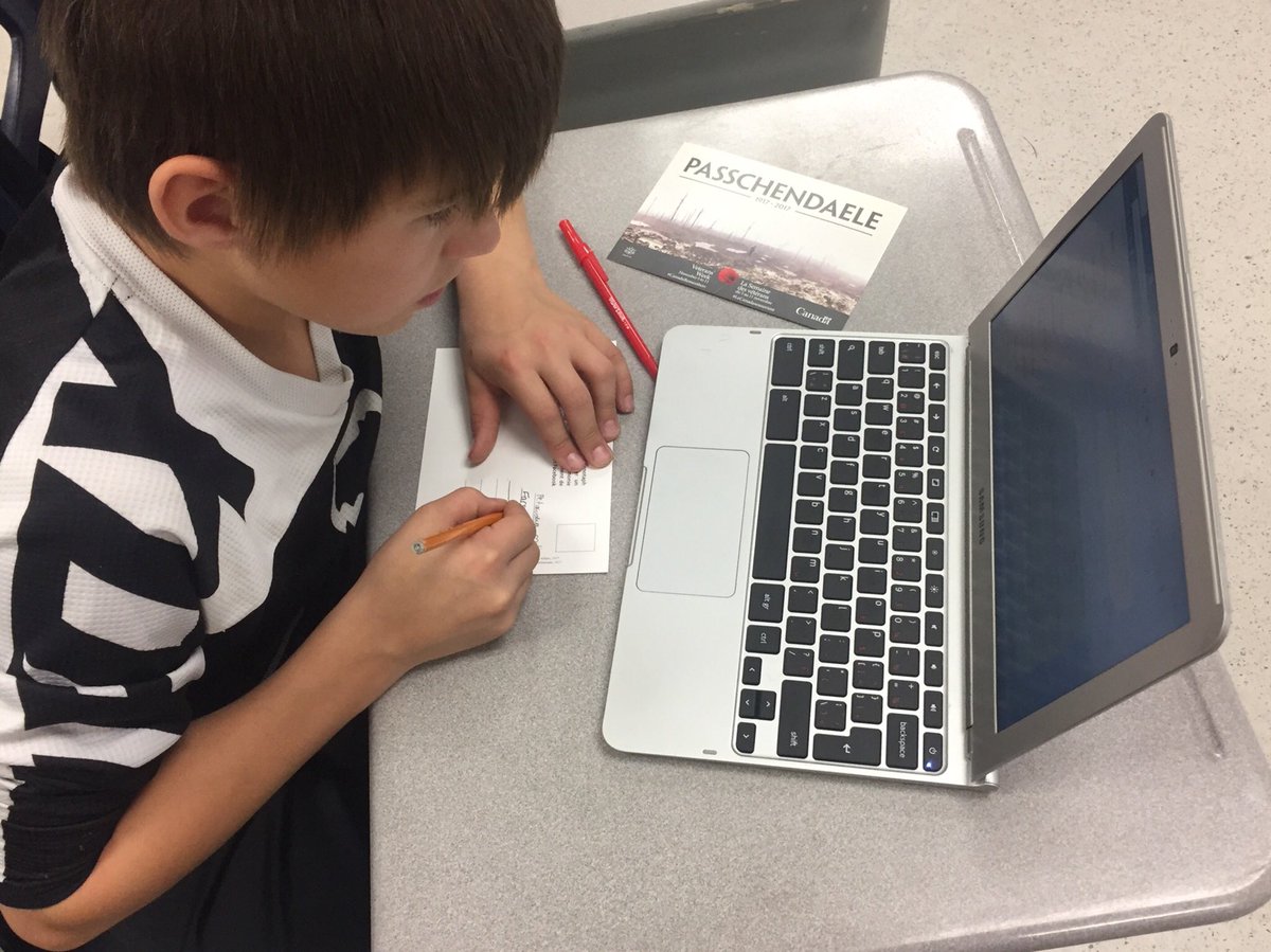 MsPallen15's tweet photo. Students hard at work participating in Postcards for Peace! They will be mailed out to some honourable Veterans! #WeRemember @OLSrccdsb https://t.co/P0qcZtGutV