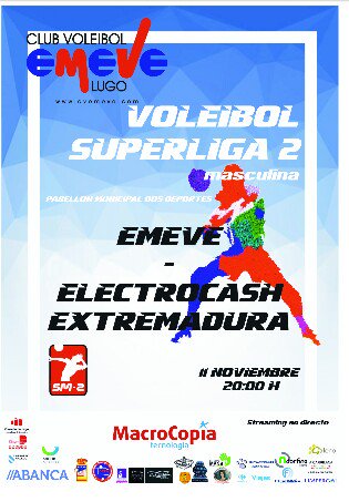 Ven a disfrutar del voleibol. Emevé de SM2 en cabeza de la clasificación. Sábado a partir de las 20.00 en el pabellón municipal de Lugo.