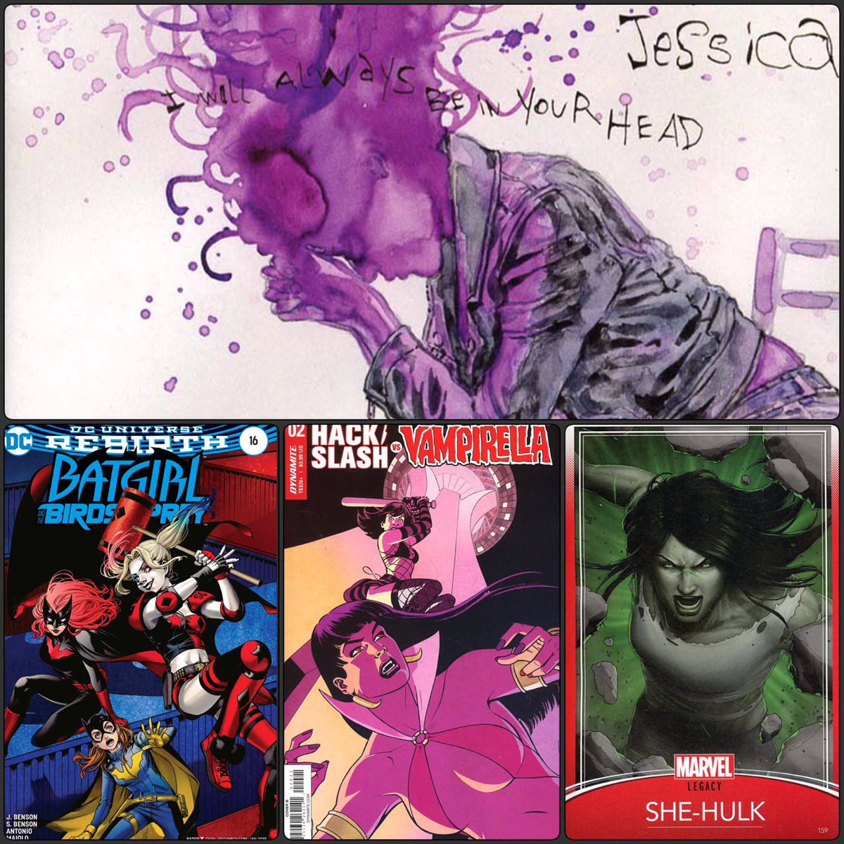 kittystavern's tweet photo. My #GWKA #NewComicBookDay picks for this week. #DC #Batgirl #BirdsofPrey #DynamiteEntertainment #HackSlash #Vampirella #Marvel #JessicaJones #SheHulk #ncbd https://t.co/WsfAmGvGLs