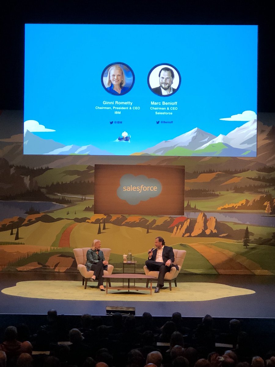 JessSteele310's tweet photo. Incredibly inspiring keynote from Ginny Rometty and Marc Benioff!! “Growth and comfort do not coexist”-Ginny Rometty https://t.co/4yMmgQ5FCE