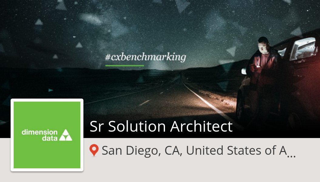 RHworkhandle's tweet photo. Sr Solution #Architect in #SanDiegoCAUnitedStatesofAmerica at #DimensionData #job https://t.co/N66KOUy7OP https://t.co/KOWgMUvAP1