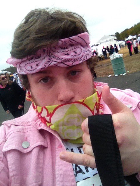 TheRoundTable8's tweet photo. Breast cancer walk this past Sunday! @johnbrecko1 was glad to be there in a getup like this xD https://t.co/aTPnKNDgUy