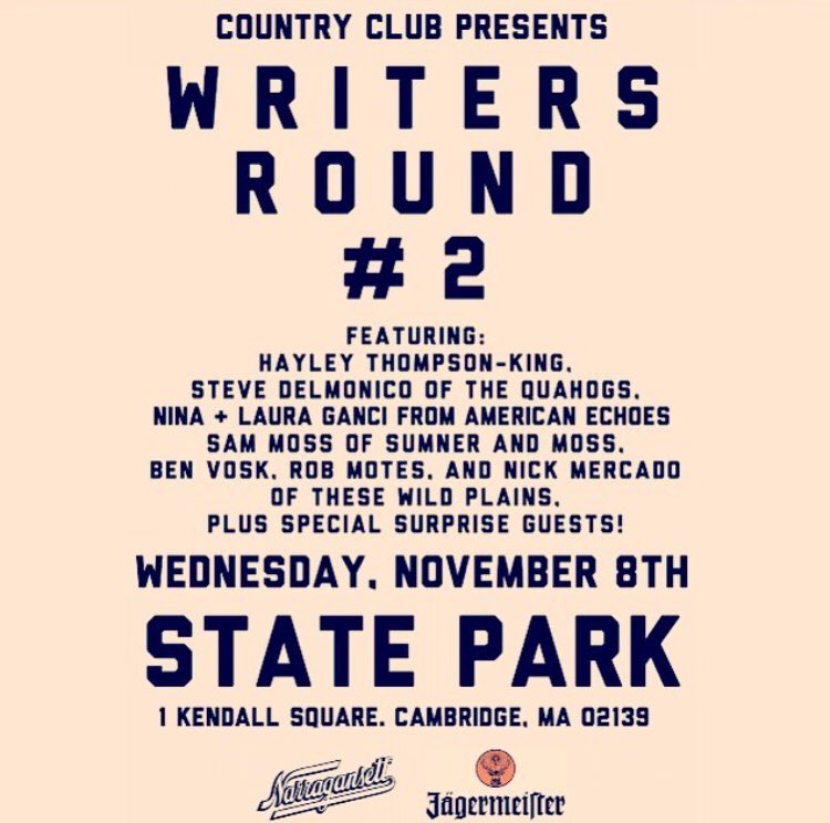 Writers Round happening tonight @stateparkbar // 9pm // a ton of great songwriters dropping by &amp; a bunch of surprise guests I bet //