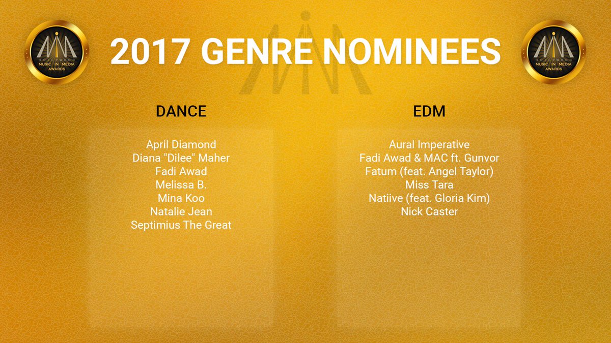 8 Days until the #HMMAs!! Congrats to the 2017 genre nominees for Dance &amp; EDM!