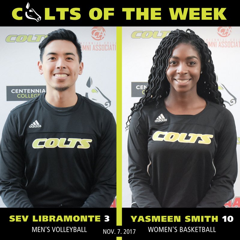 CentennialCOLTS's tweet photo. #ColtsoftheWeek: Sev Libramonte (MVB) & Yasmeen Smith (WBB). π΄π Special congratulations to Sev for being awarded @theocaa MVB AOTW π https://t.co/ObrlFHVo8L