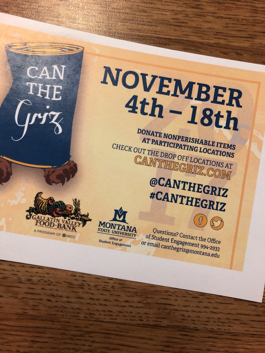 MSU_EHHD's tweet photo. You can drop off you #canthegriz donations at 250 Reid Hall or outside of Herrick Hall Lounge. https://t.co/80M0kLGwgb