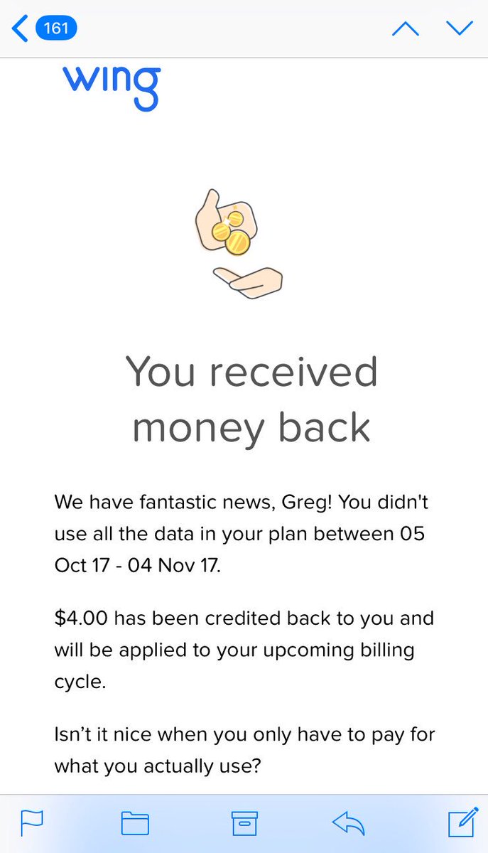 When you get $ back from your own phone company 😆 Yes, <a href="/WingTel_/">Wing</a> really pays you back for unused data.