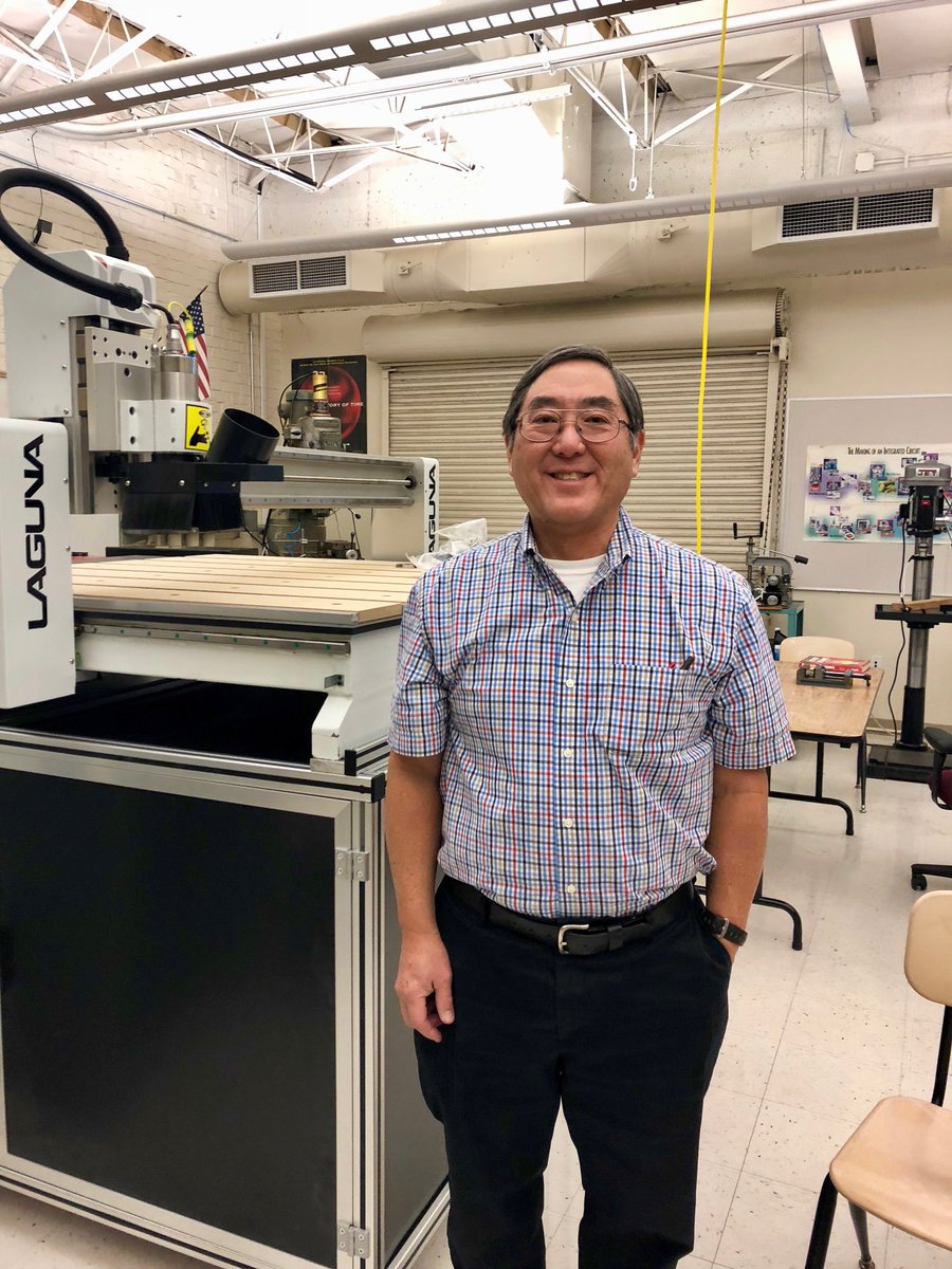 This is my robotics mentor and engineering teacher, Mr. Shinta. He has dedicated 20 years to teaching #STEM and every year he invests over half of his salary into his students. Last month he bought a $11k CNC router &amp; donated it to our school.  RT to appreciate teachers! #STEMDay
