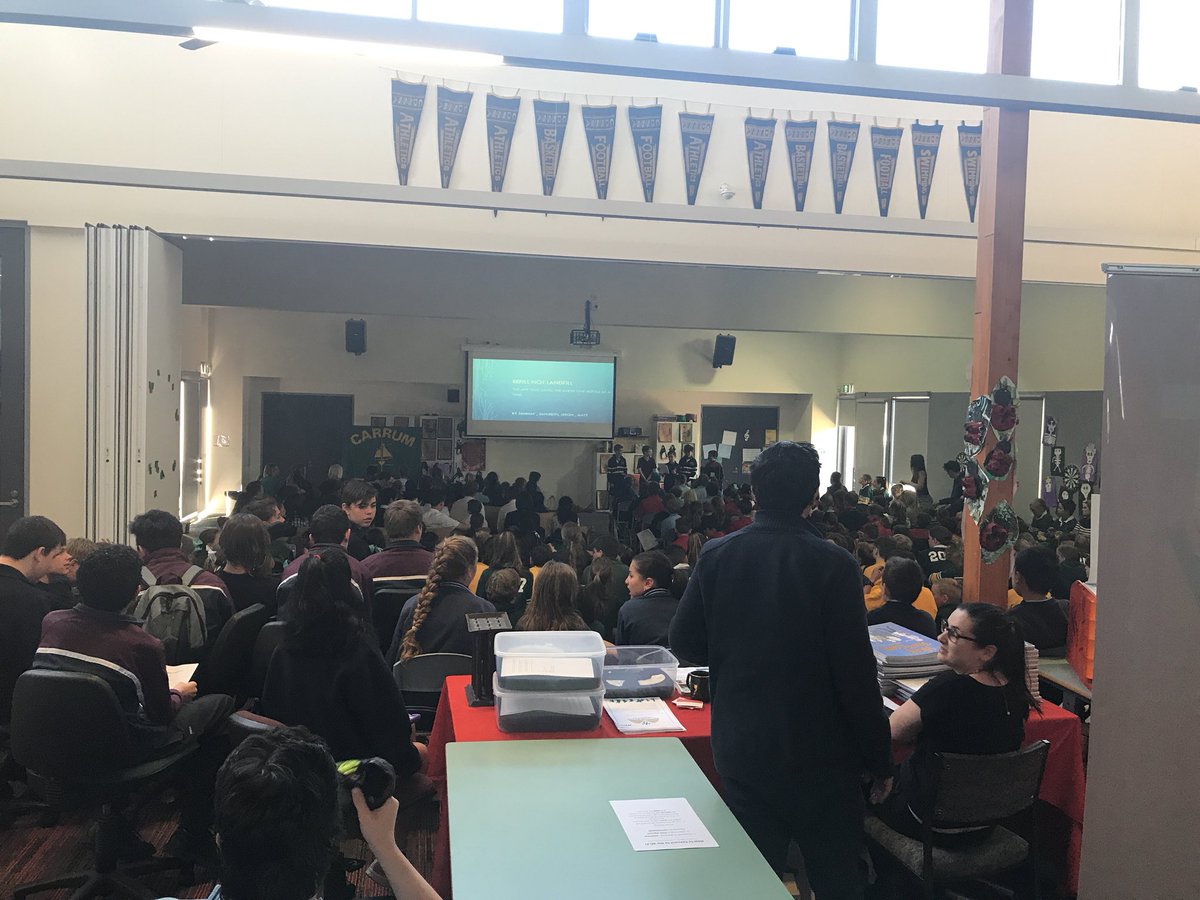 RowellynPark's tweet photo. Rowellyn Park students presenting “Refill not Landfill” at the @carrumps DigiTech Conference. Thanks for the help @code_future #Digitech17 https://t.co/NgLkdmd8Gw
