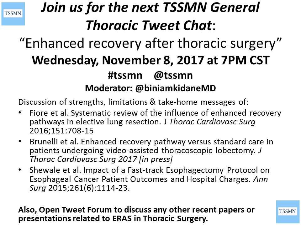 maraantonoff's tweet photo. Looking forward to tonight’s chat about #eras in #ctsurgery! Will be tweeeting from #stsa2017! #TSSMN https://t.co/dnarRumRKF