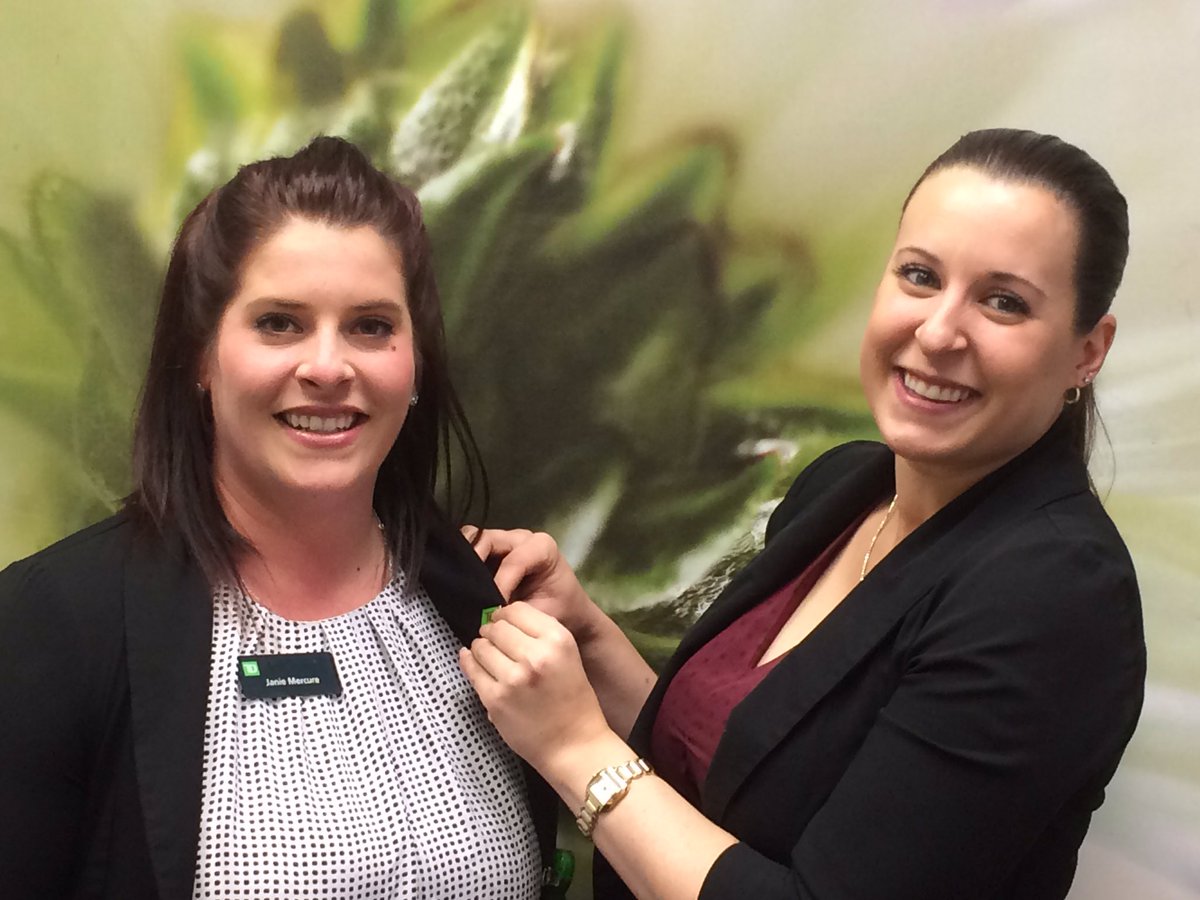 Official pinning ceremony for the newest Edmundston BM #Congrats #WellDeserved <a href="/SanaHubaishy/">Sana Hubaishy_TD</a> @TinorSebastien @