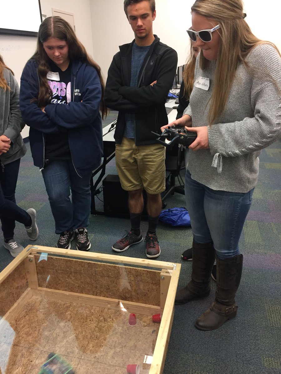 EricBroughton2's tweet photo. NPLHS students participating in STEM day at Penn College. I think they liked the combat robots. https://t.co/DSSCq585Zh