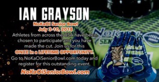 IanGraysonDBP's tweet photo. Officially invited to the NoKaOi Senior Bowl in Honolulu, Hawaii! https://t.co/u1BHqy4FZV #NoKaOiSeniorBowl via @NoKaOiSrBowl https://t.co/pOTBnNHgR0