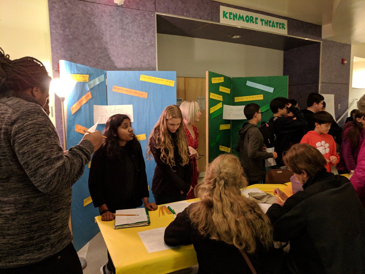 APS_ELA's tweet photo. What an amazing inaugural @APSKenmore 8th grade MemoirFest! Congrats ELA teachers and students -- you inspired a full house. https://t.co/xzB3SS3Kyl