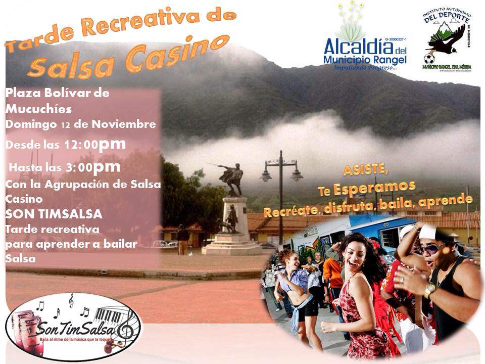 ImderRangel's tweet photo. #8Nov Te esperamos este domingo 12, en la plaza Bolívar de #Mucuchies con una clase de Salsa Casino, totalmente gratis... https://t.co/OnJERznUEg