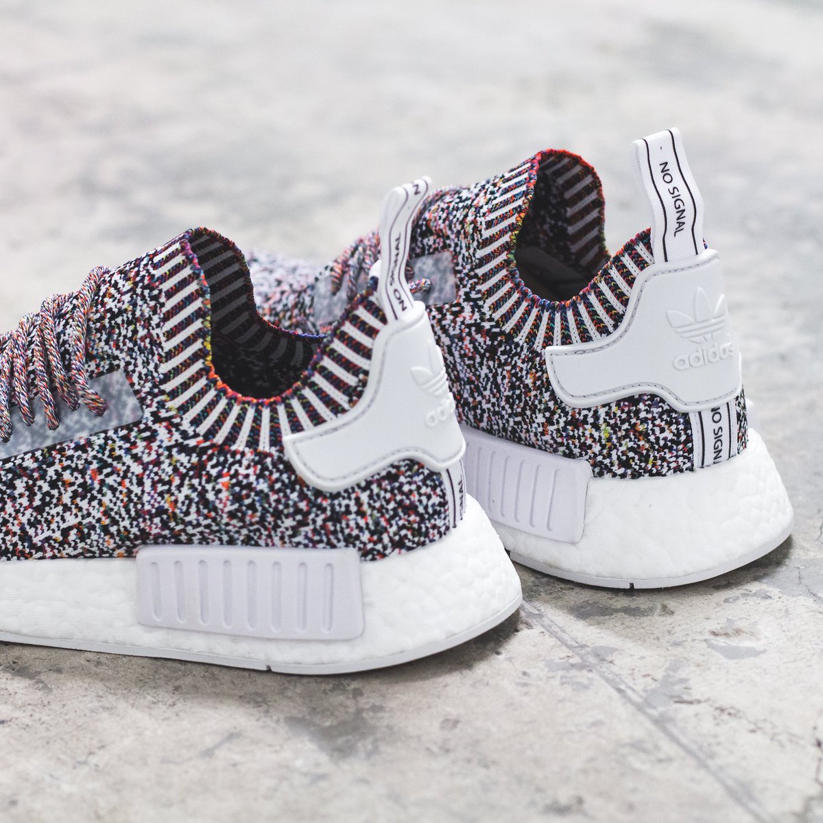 KicksDealsCA's tweet photo. Here's a great look at this weekend's NMD R1 Primeknit "Colour Static" ($250) release via @solestop. Preview: https://t.co/47ScBucTqC https://t.co/ft19JD9PSt