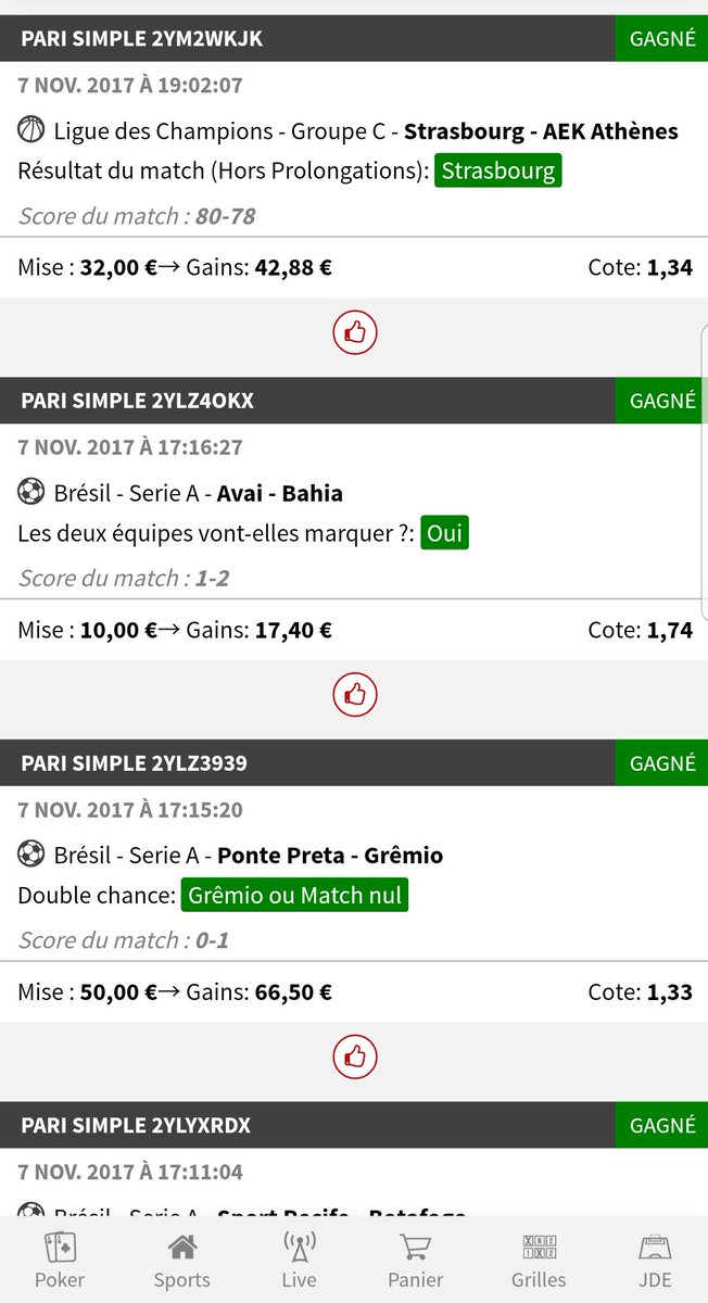 KarlPronos's tweet image. Hello les gars. Je lance mon compte de pronos. Je fais principalement des paris simples, foot, NBA, hockey. J'ai 72% de réussite sur cette saison avec environ 120 paris.  Je vous mets un historique récent, j'ai pas mal de pages comme ça 😊
