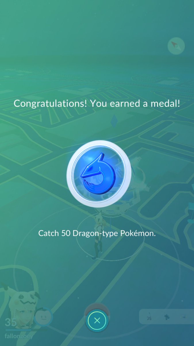 fallonzoey's tweet photo. New medal I got Monday night after evolving the dragonite #PokemonGo #Medals #teammystic #dragontypes #Pokemon https://t.co/pbLB8sM9qV