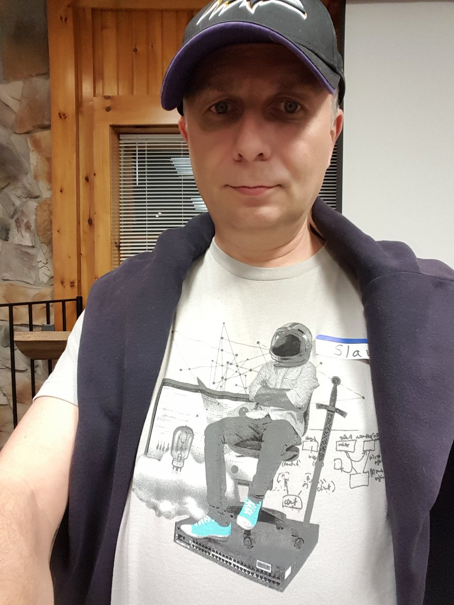 SlavaSQL's tweet photo. Everybody love my "almost" astronomical t-shirt from @solarwinds I got @ #PASSsummit #PASSsummit2017 https://t.co/ofGTxXguBd