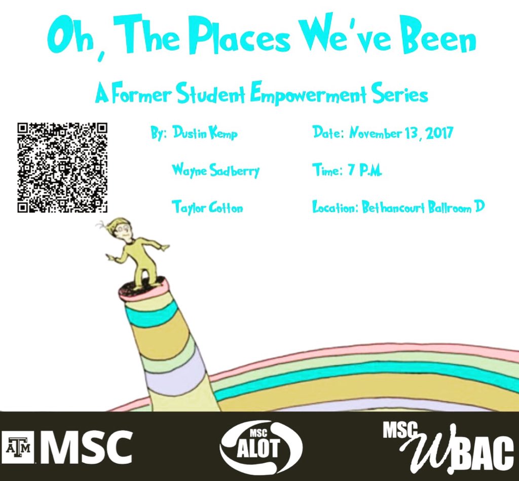 MSC_ALOT's tweet photo. Don’t miss your chance for some FREE tickets to Oh The Places We’ve Been! Click the link in our bio to reserve your spot to listen to some inspirational Aggie speakers! https://t.co/8lt0OnzAYk
