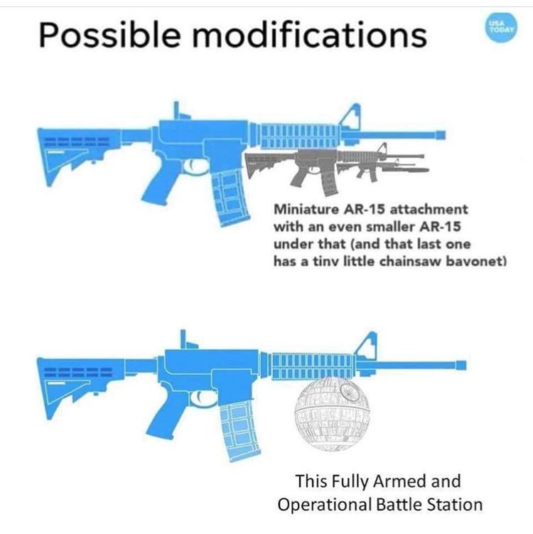 Juhschwan's tweet photo. Assault rifles are out of fuhkin pocket!! #legislationnow #thatsNOmoon https://t.co/hLcF8X0fKO