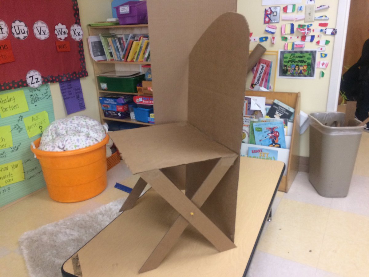 tabwhitt13's tweet photo. DT process!!! It's our chair! What a journey! #dtk12chat @scitechyEDU @WickedDecent @lndeutsch @kwaku1 https://t.co/voP1CCeaXk