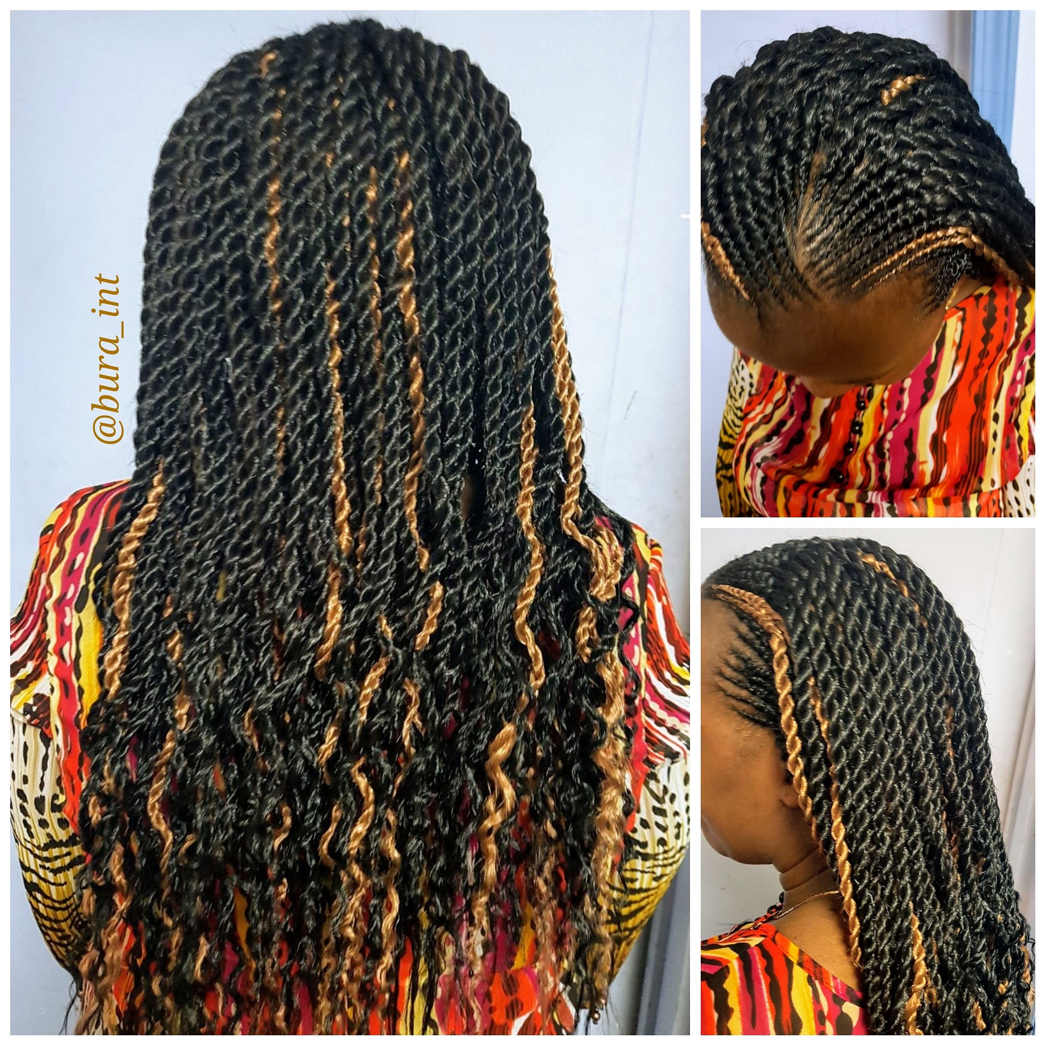 box braids with brown highlights