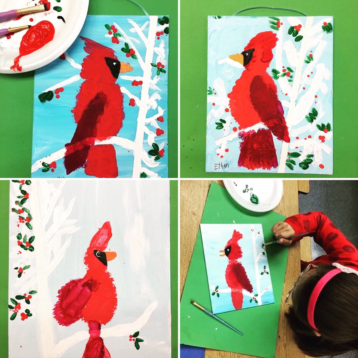 SteamSoCal's tweet photo. 2nd & 3rd graders @SumacElementary finished their Winter Cardinals today. Cardinals are part of the Winter Holiday Gift to be sent home in December.
Stunning works of art! Provide students with tiny brushes and they are capable of adding details. #SteamSoCal #SumacSteam https://t.co/43kFvxWXPc