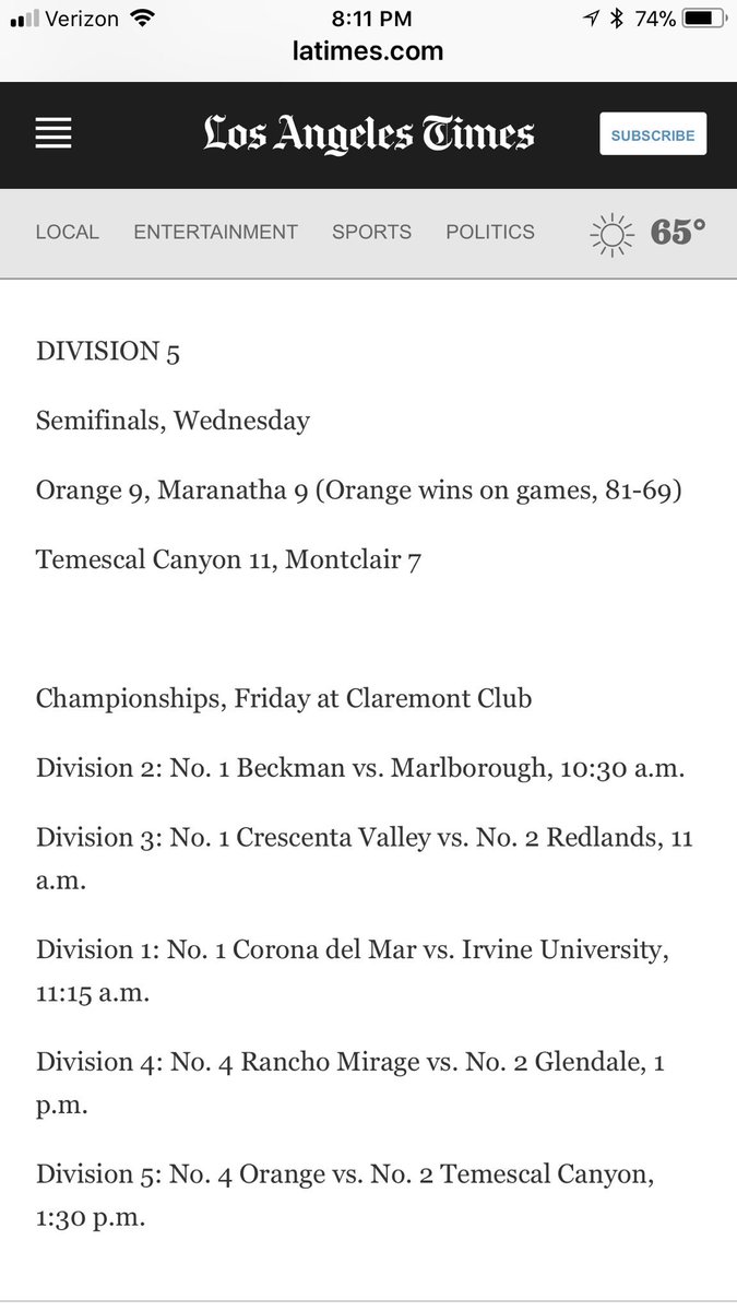 Orange Athletics (@athleticsohs) on Twitter photo Playing for the <a href="/CIFSS/">CIF Southern Section</a> Division 5 Girls Tennis Championship at 1:30pm on Friday at The Claremont Club <a href="/OrangePanthers/">Orange High</a> Playing for the <a href="/CIFSS/">CIF Southern Section</a> Division 5 Girls Tennis Championship at 1:30pm on Friday at The Claremont Club <a href="/OrangePanthers/">Orange High</a>