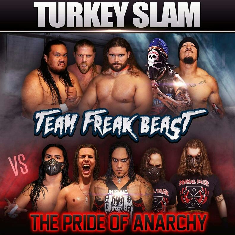 skulldugcorey's tweet photo. Two teams, two ring battle royal, and 1 #TurkeyDay you will never forget here @TheMFPW 
#TheMFPW #teamfreakbeast #roh #wwe #turkeyslam https://t.co/JKIGqFvMBT