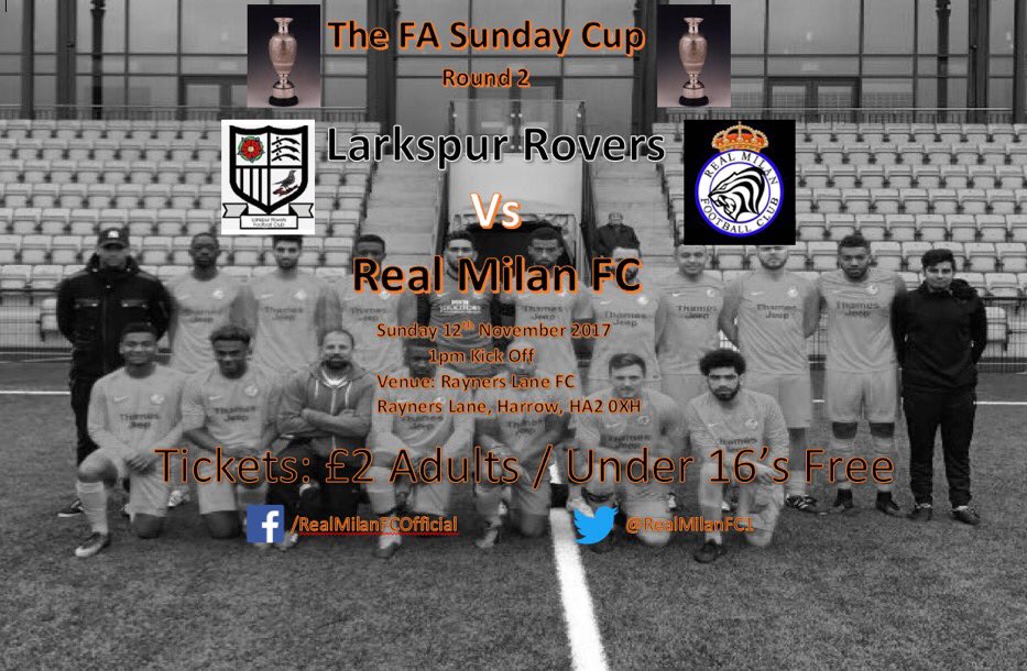<a href="/RealMilanFC1/">ⓡⓔⓐⓛⓜⓘⓛⓐⓝ</a> in #fasundaycup action this Sunday 12th Nov against Larkspur Rovers @ Rayners Lane FC kick off 1pm all support welcome <a href="/tvsfl/">tvsfl</a>