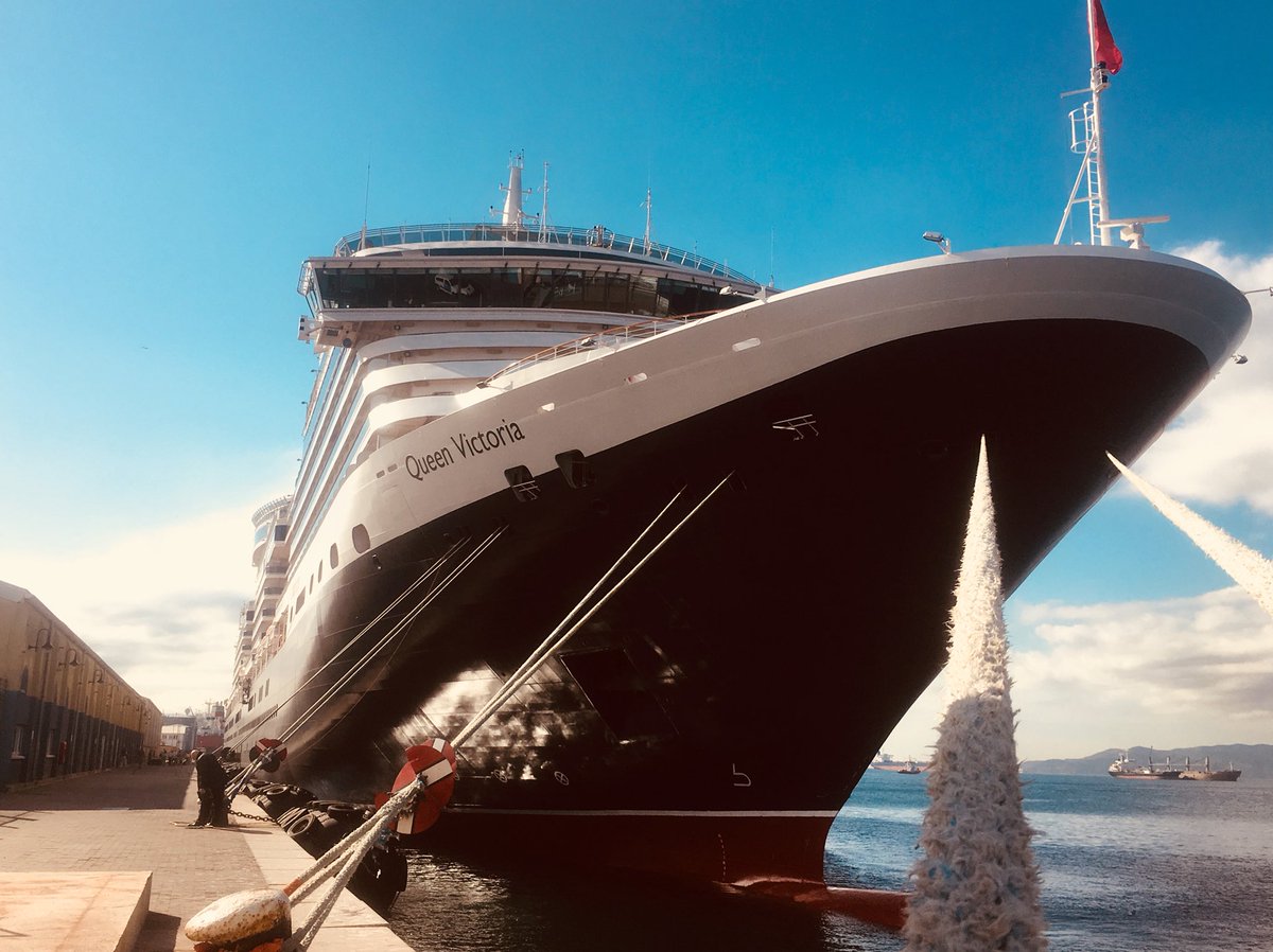 visit_gibraltar's tweet photo. Well hello there! #Gibraltar welcomes @cunardline #msqueenvictoria on this stunning Thursday morning! #visitgibraltar https://t.co/9OJVxCQqfa
