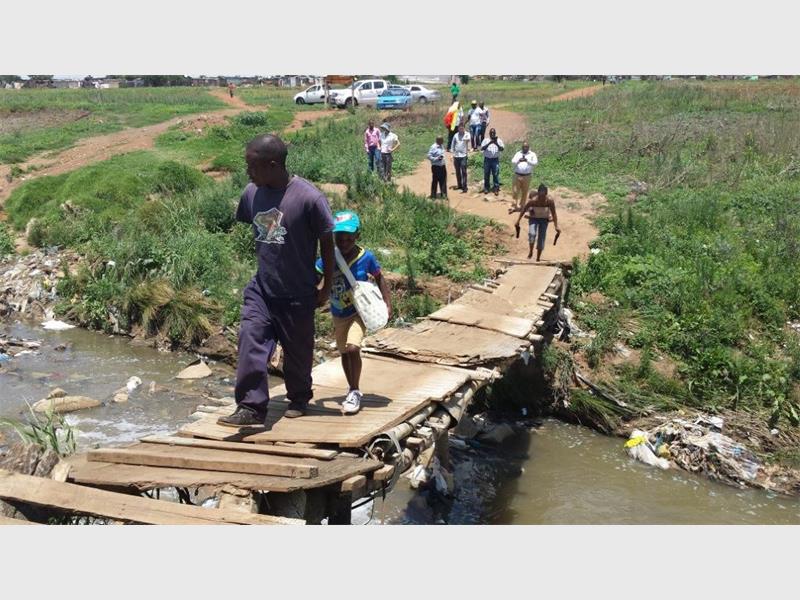 Tswelopele pedestrian bridge in Tembisa.