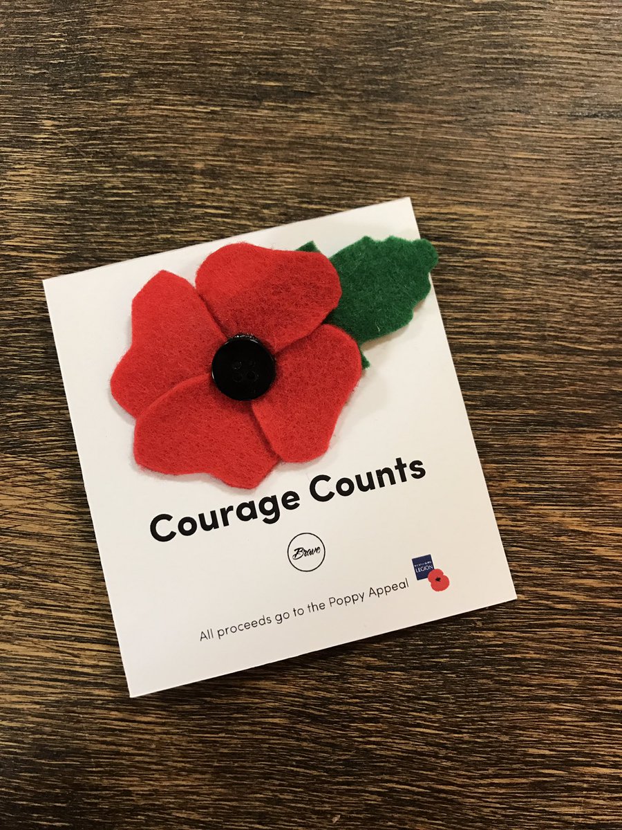 BraveCreativity's tweet photo. Our special edition, handmade Courage Counts Brave poppies have now sold out, raising a grand total of £81 for the #PoppyAppeal ! Big salute to @sophieandjames_ https://t.co/9XajcA5pkg