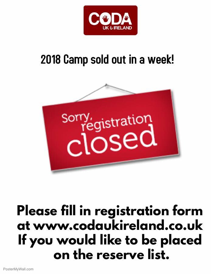 codaukireland's tweet photo. Children’s CODA Camp 2018 has sold out! Fill out the form to be placed on a waiting list https://t.co/Uxel6fyMuc #codacamp2018 #codacamp https://t.co/hIWwqyrD3m