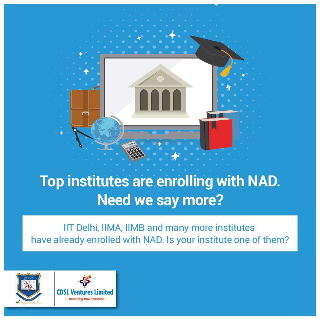 cvlnad's tweet photo. From IIT Delhi to IIMB, many institutes have enrolled with NAD. What are you waiting for? Enrol today https://t.co/pDXhQBSh1p https://t.co/GlnZrzmqT5