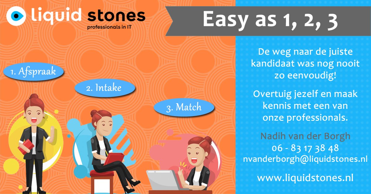 liquidstones's tweet photo. Een vacature invullen via Liquid stones? Easy as 1, 2, 3! - https://t.co/RCMUdPvo8V https://t.co/6aF0G1jkJC