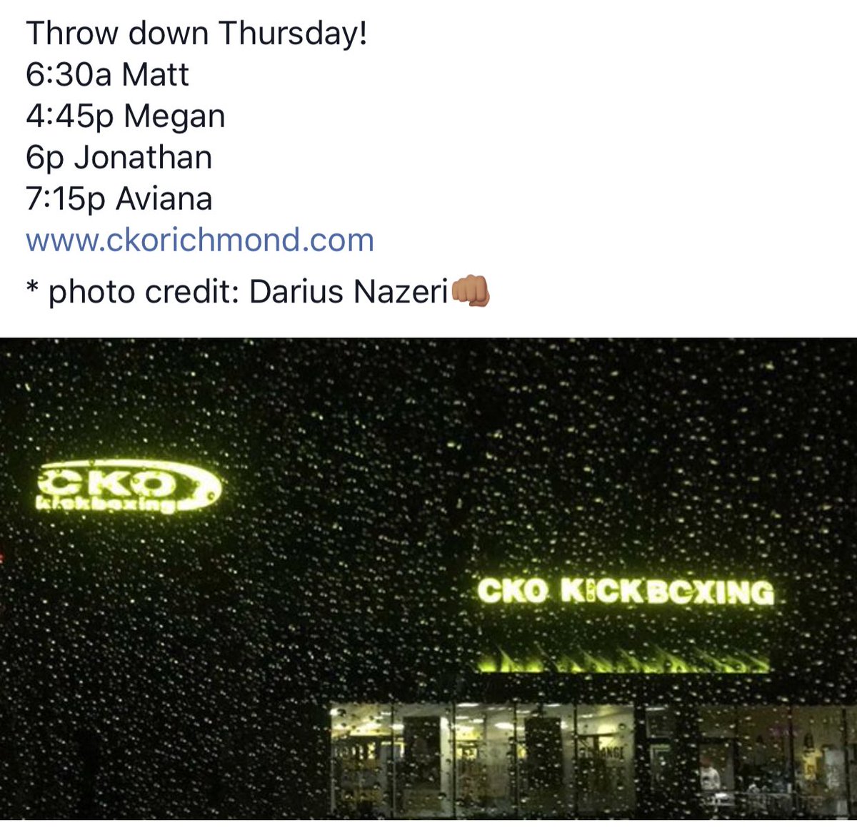 #Throw down Thursday @ #CKOKickboxing #RVA
“You don’t have to be great to start, just start” 
3 Classes for $19.99
CKORVA.com