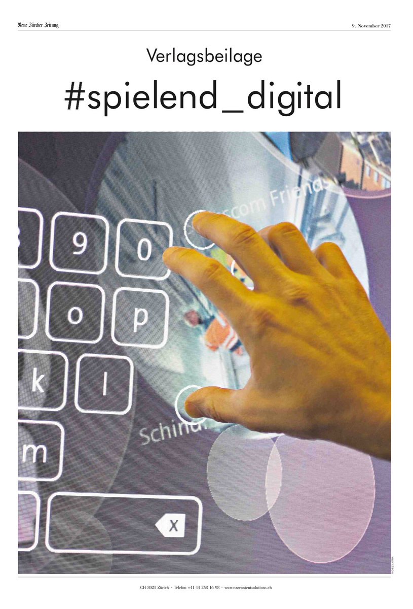 Heute schon die <a href="/NZZ/">NZZ</a> gelesen?! Unsere #spielend_digital Beilage mit Interview von <a href="/urs_lehner/">Urs Lehner</a> und Insights zu #Digitalisierung Themen die wir heute an der #sda17 vorstellen ist dort nämlich enthalten! Ein Blick lohnt sich... swisscom.ch/content/dam/sw…