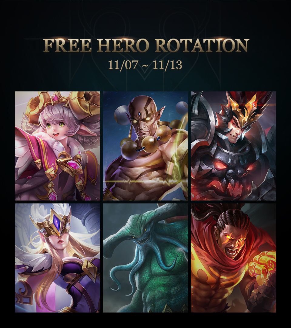SempiternoST's tweet photo. ¡Rotación Semanal Gratuita!👌🏻Buenos héroes la verdad🙂
#ArenaofValor #AoV #FreeHeroRotation https://t.co/0uBOLyeHow