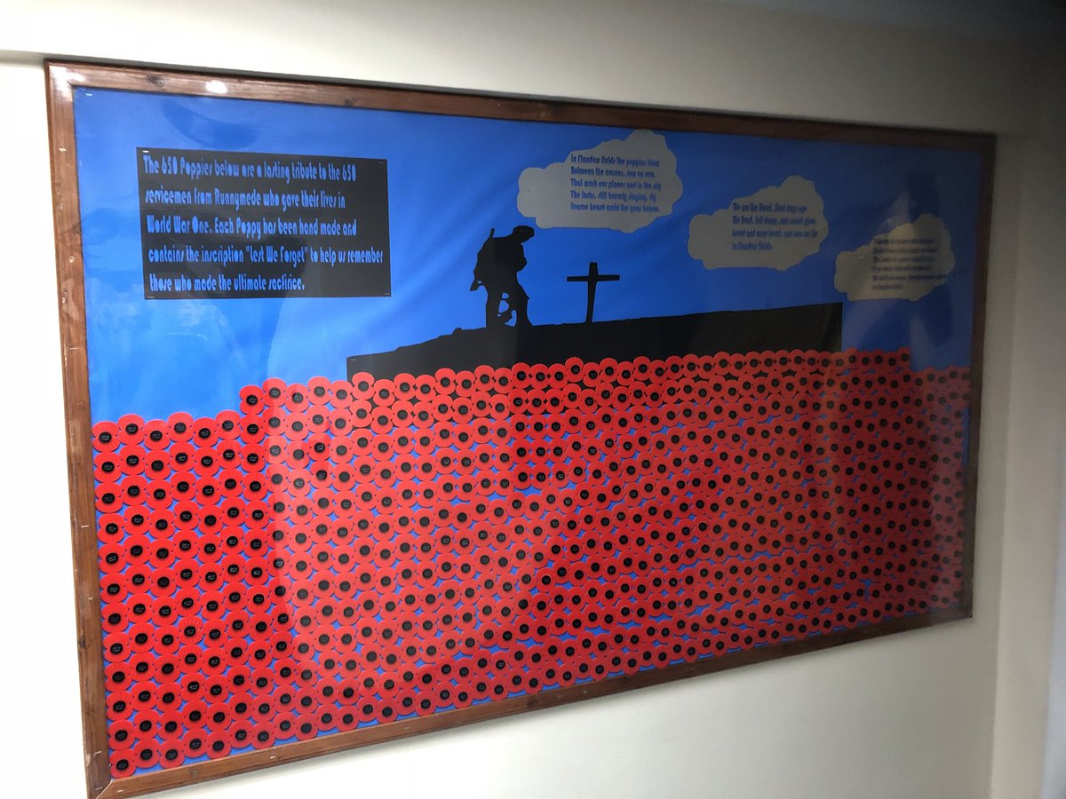 TMCS_DT's tweet photo. A display of 650 laser cut Poppies as a tribute to the 650 soldiers from Runnymede who gave their lives in World War One. #WW1 #Poppies https://t.co/XCEwJxNrOz