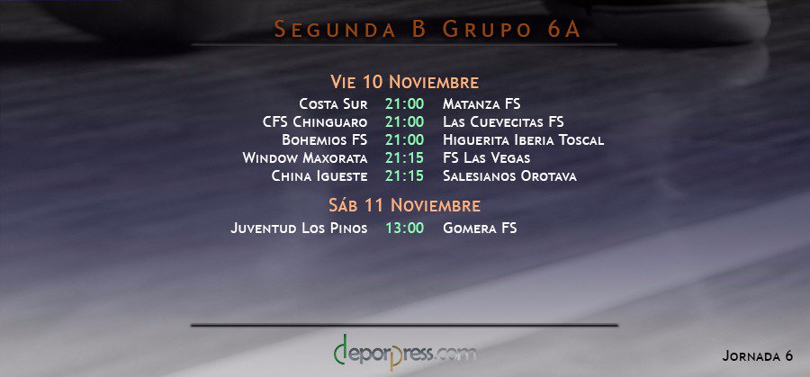 Deporpress's tweet photo. [Futsal 2b] Resultados clasificación y próxima jornada en el Grupo canario 6A. https://t.co/ZqfUOWrIVG