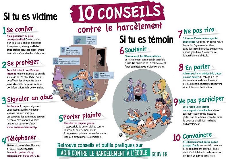 Aujourd’hui, c'est la journée nationale #NonAuHarcelement
10 conseils à diffuser largement