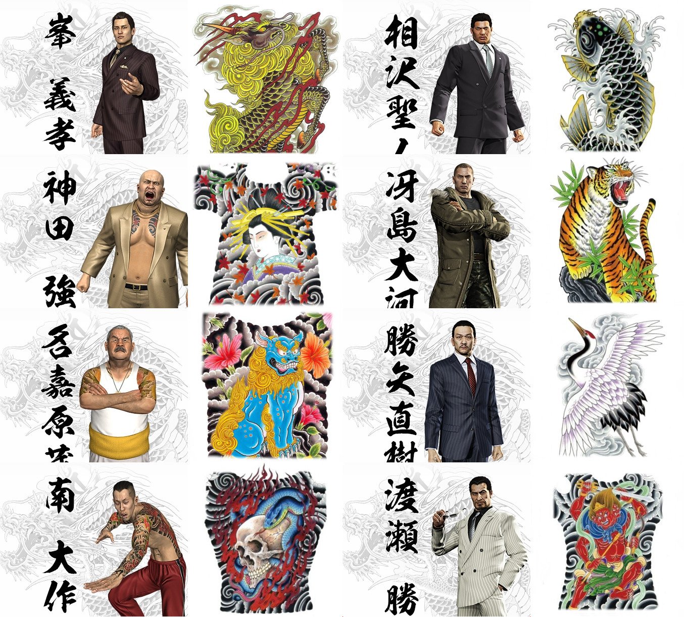 たいち 龍が如く 刺青早見表 たいち 龍が如く 刺青早見表
