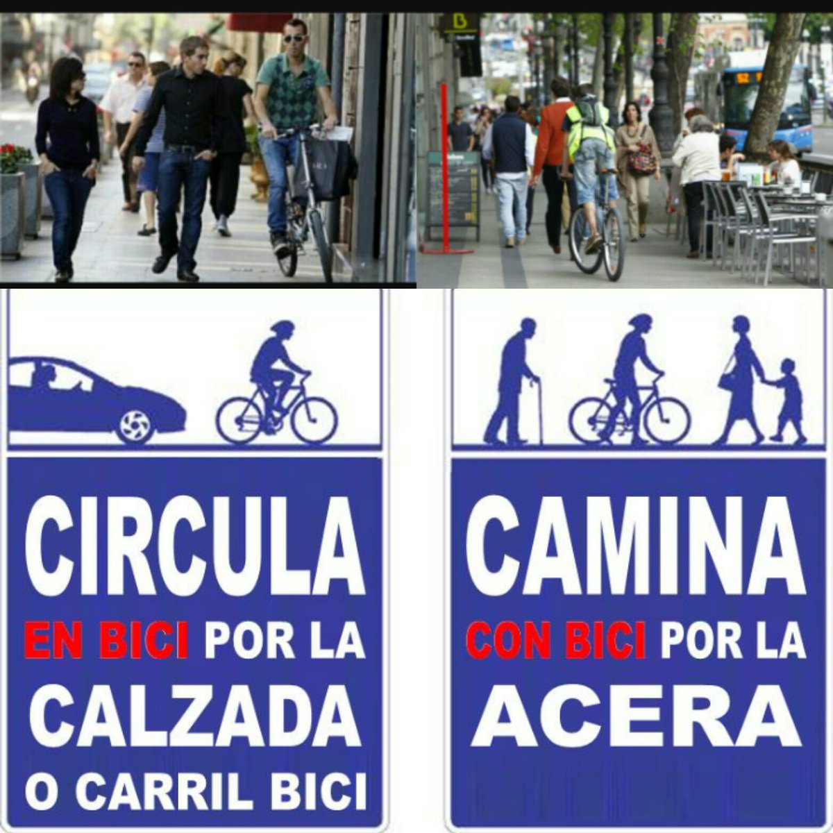 Te encanta ir en bici 🚴🚵
y no contaminar tu ciudad, 
🌼🏢🌲
pero recuerda
las  normas son para todos
y las aceras 🚳
para los peatones 🚸